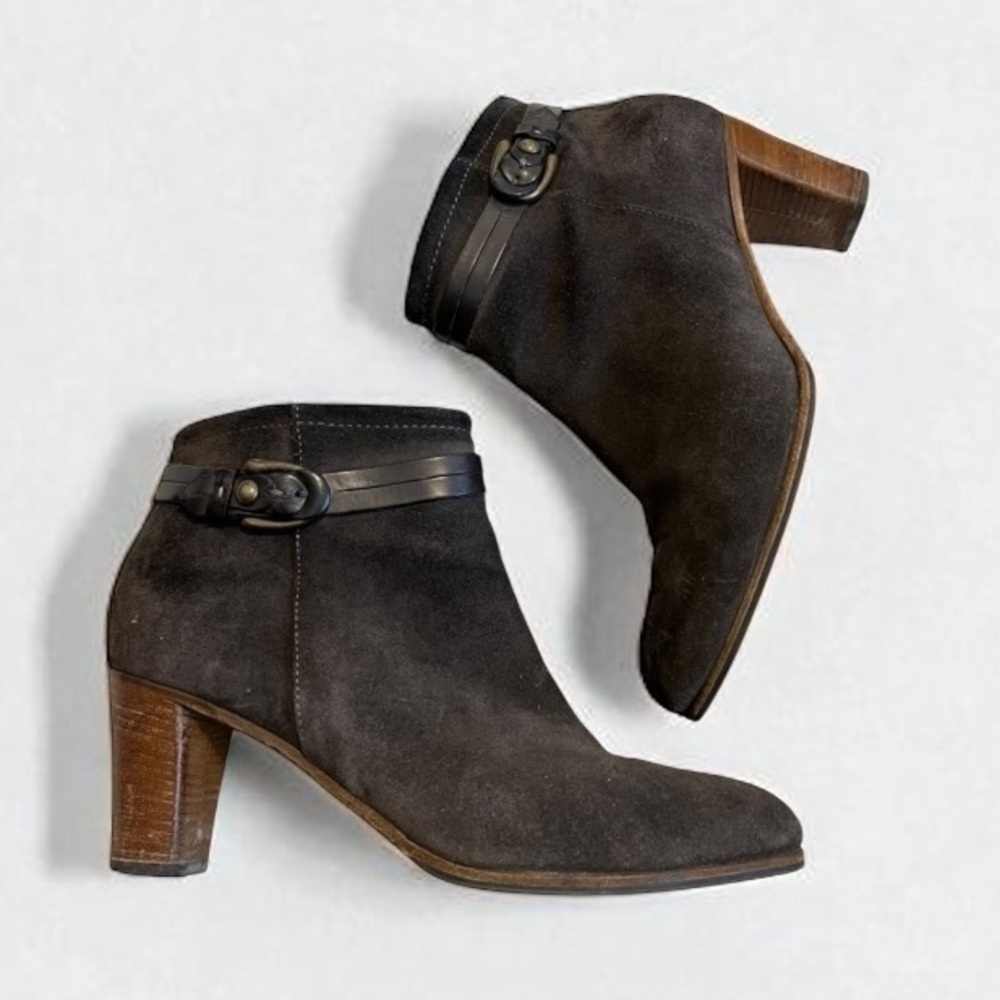 Alberto Fermani Suede Ankle Boots Sz 40 or 10 Brown Buckle Detail Made In Italy